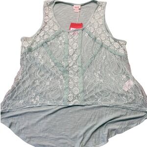 Mossimo Supply Co Mint Green Lace Overlay High Low Tank Top XXL New